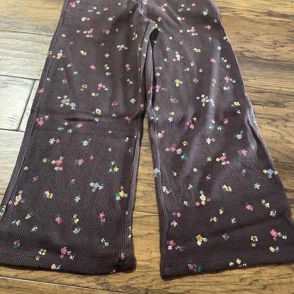 New Gap kids wide leg waffle pants brown floral size 8 medium - Picture 8 of 9